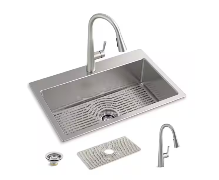 ZINC / Fregadero para cocina de acero inoxidable de calibre 18, de 84 cm - KOHLER