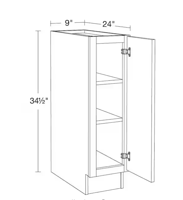 Mueble de alacena inferior de 23 x 61 x 87,5 cm, con puertas de altura completa -Hargrove - Imagen 2