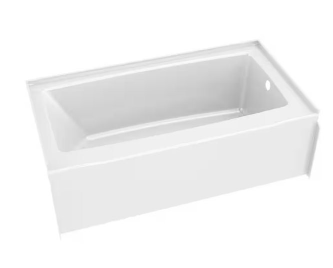 Tina de baño empotrable de 152 cm x 81 cm con desagüe a la derecha, blanco brillante -Delta