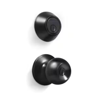Juego de cerradura con pomo negro para puerta de entrada, cerrojo y 6 llaves -Premier Lock