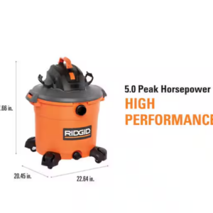 Alternative view of Aspiradora de 16 galones con 5.0 HP de potencia para uso en seco y húmedo, amarilla -RIDGID