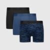 Paquete de 3 bóxers supersuaves para hombre azul y negro talla M - Marca Hanes Originals Premium