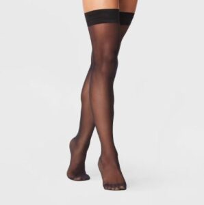 Par de medias transparentes con estampado tejido de cesta para mujer negras talla S/M - Marca A New Day™