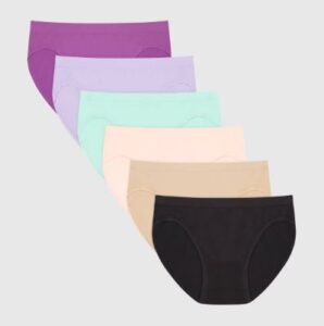 Paquete de 6 calzones tipo bikini sin costuras para dama talla S colores surtidos -Hanes