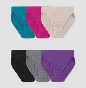 Paquete de 6 piezas de ropa interior de micromalla corte alto para mujer talla M colores surtidos - Marca Fruit of the Loom