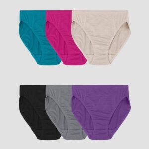Paquete de 6 piezas de ropa interior de micromalla corte alto para mujer talla M colores surtidos - Marca Fruit of the Loom