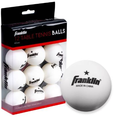 Paquete de 12 pelotas de tenis de mesa de 40 mm tamaño reglamentario - Marca Franklin Sports