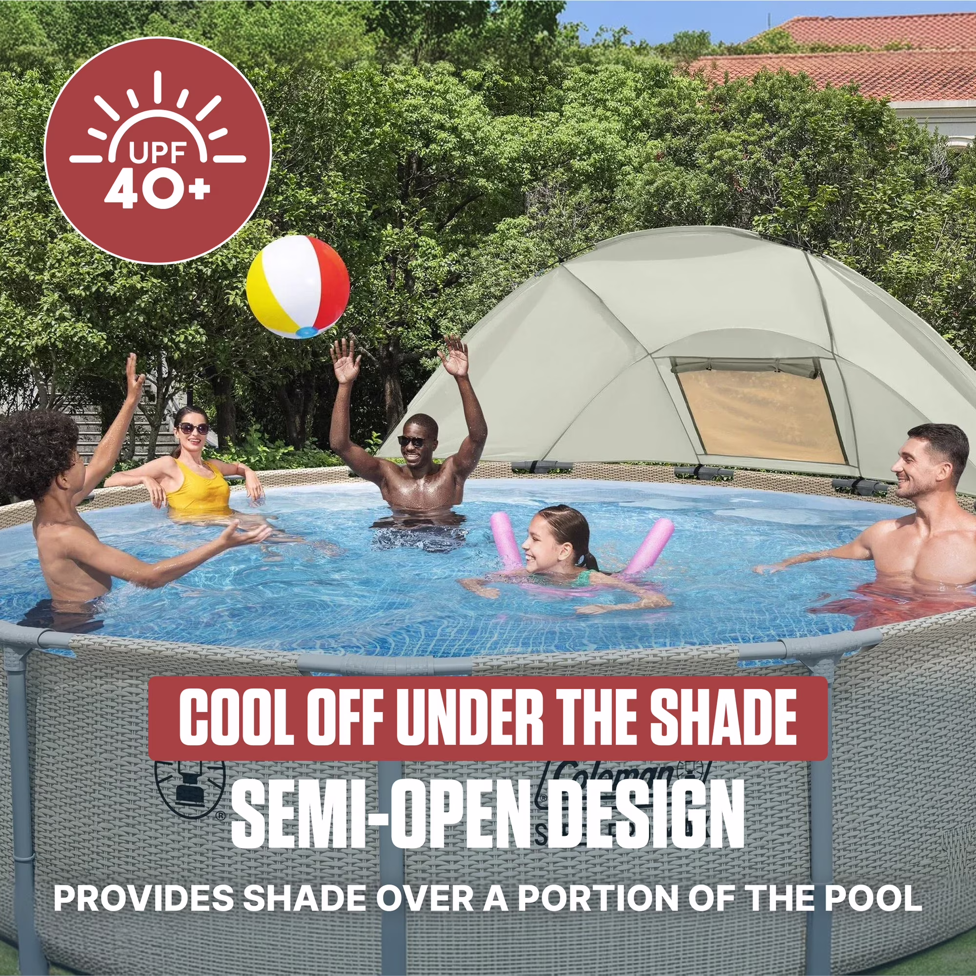 Toldo para albercas elevado de 10-18 ft con parasol semiabierto -Coleman - Imagen 3