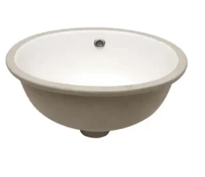 Lavabo ovalado empotrable de cerámica blanca para baño, con rebosadero -