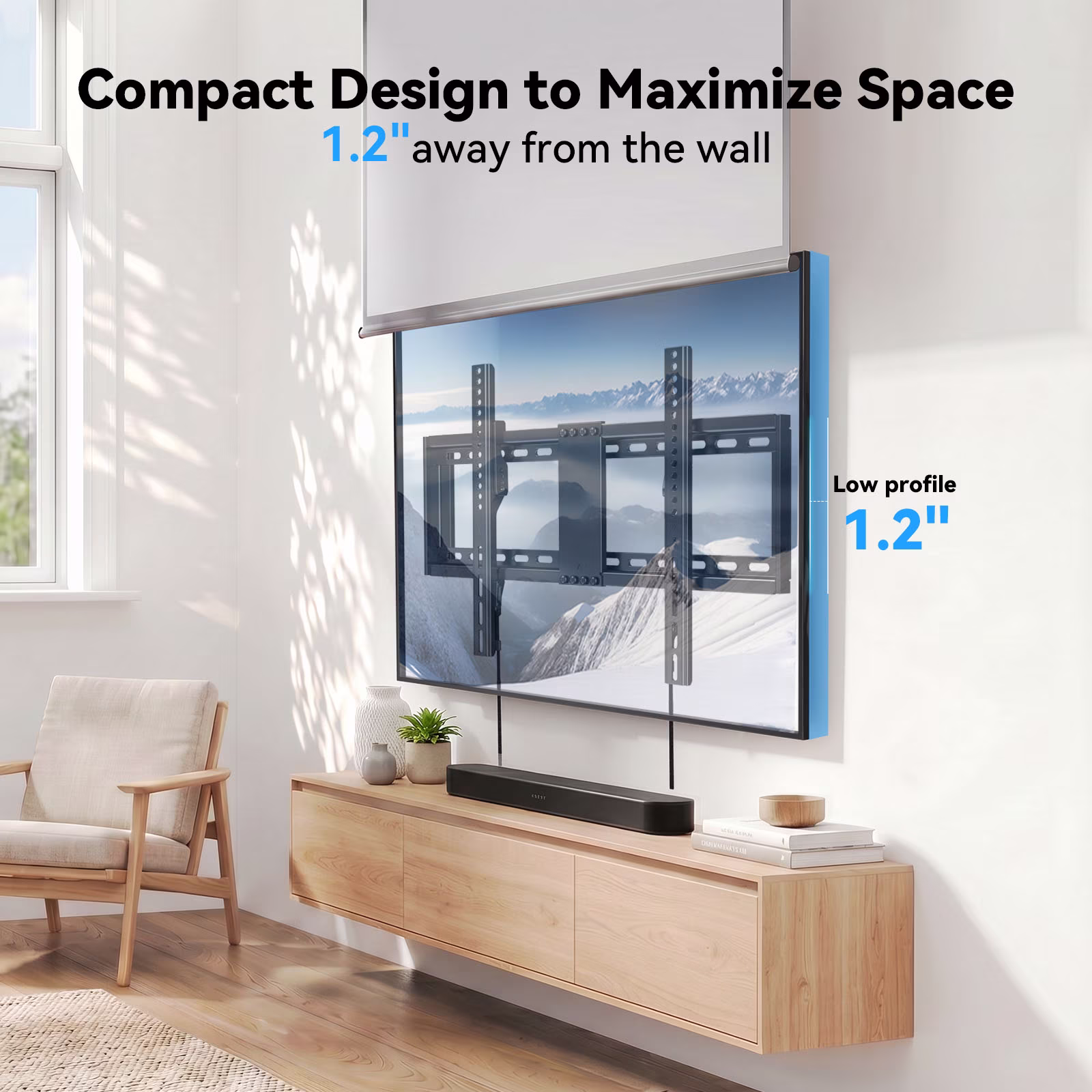 Soporte de pared para TV de 37 a 95 pulgadas hasta 132 libras -MountFTV - Imagen 8