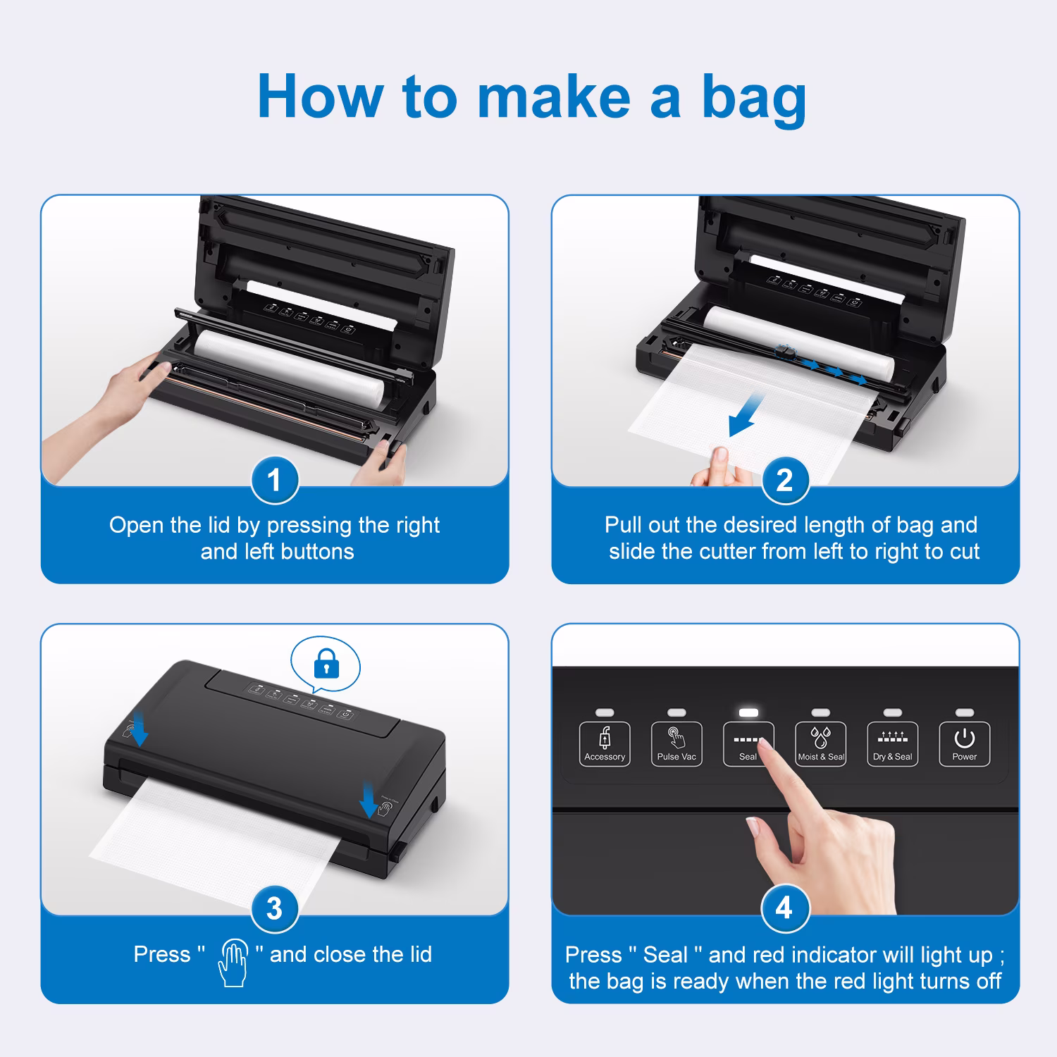 Selladora de alimentos multimodo con cortador de bolsas integrado -Mainstays - Imagen 3