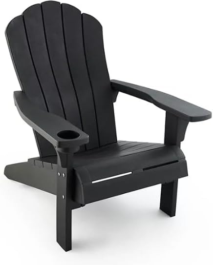 Silla ergonómica para exterior con portavasos integrado, color negro -Everest Adirondack - Imagen 2