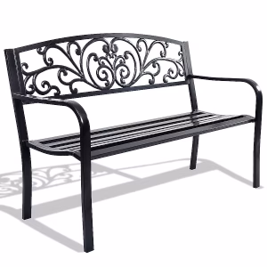 Banco de exterior de acero, color negro -Clihome