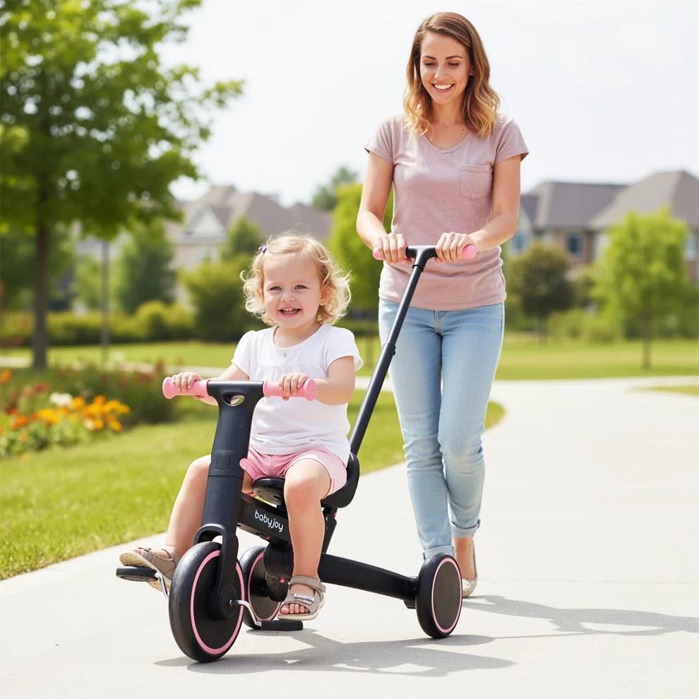 Triciclo plegable 4 en 1 para niños con manillar y asiento ajustable -BabyJoy - Imagen 6