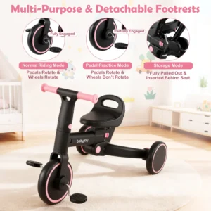 Alternative view of Triciclo plegable 4 en 1 para niños con manillar y asiento ajustable -BabyJoy