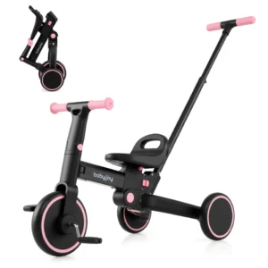 Triciclo plegable 4 en 1 para niños con manillar y asiento ajustable -BabyJoy