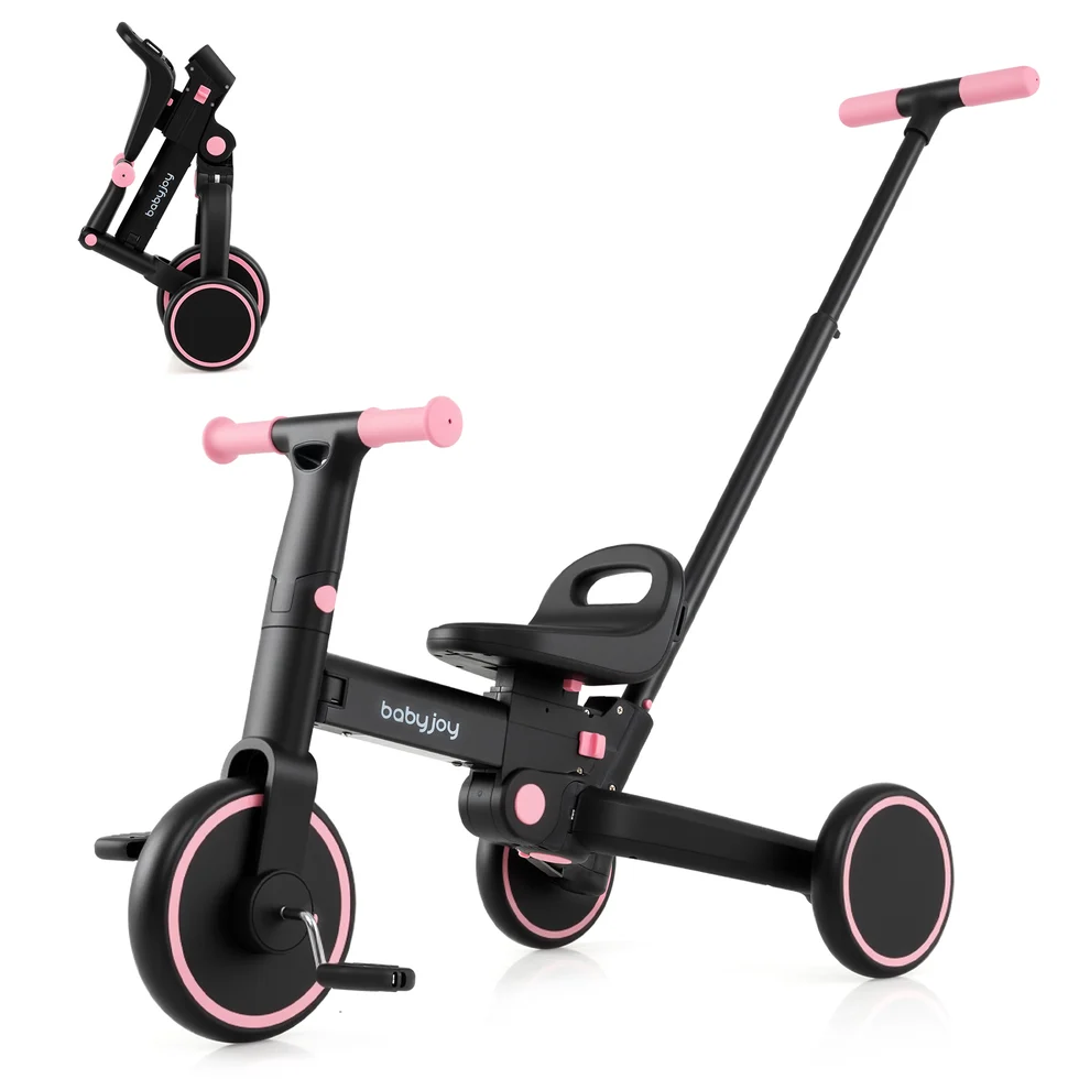 Triciclo plegable 4 en 1 para niños con manillar y asiento ajustable -BabyJoy