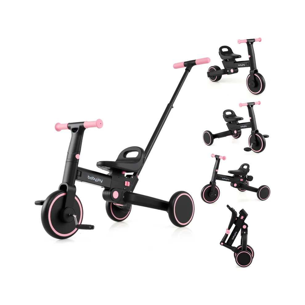 Triciclo plegable 4 en 1 para niños con manillar y asiento ajustable -BabyJoy - Imagen 7