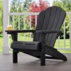 Silla ergonómica para exterior con portavasos integrado, color negro -Everest Adirondack
