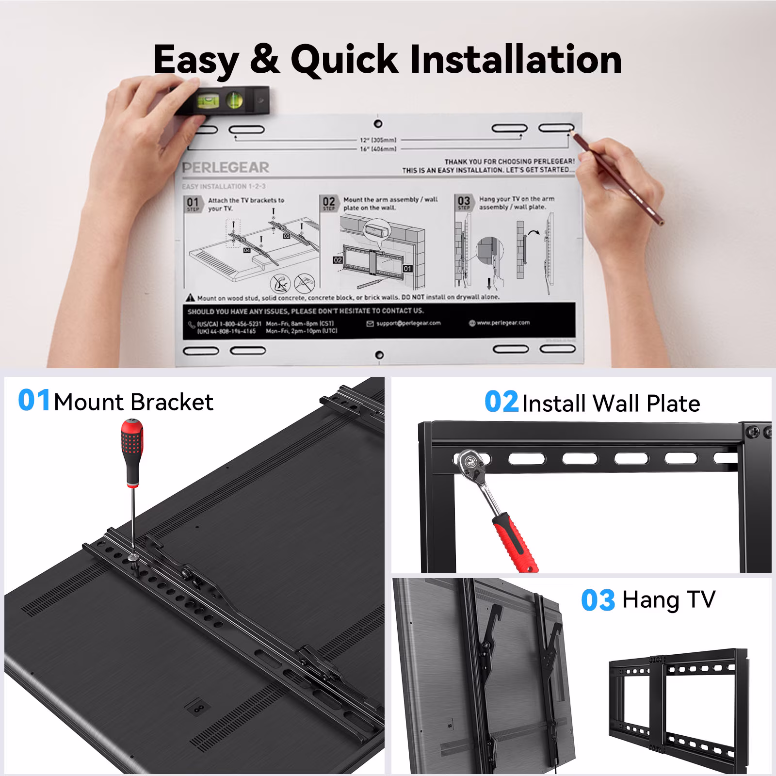 Soporte de pared para TV de 37 a 95 pulgadas hasta 132 libras -MountFTV - Imagen 3