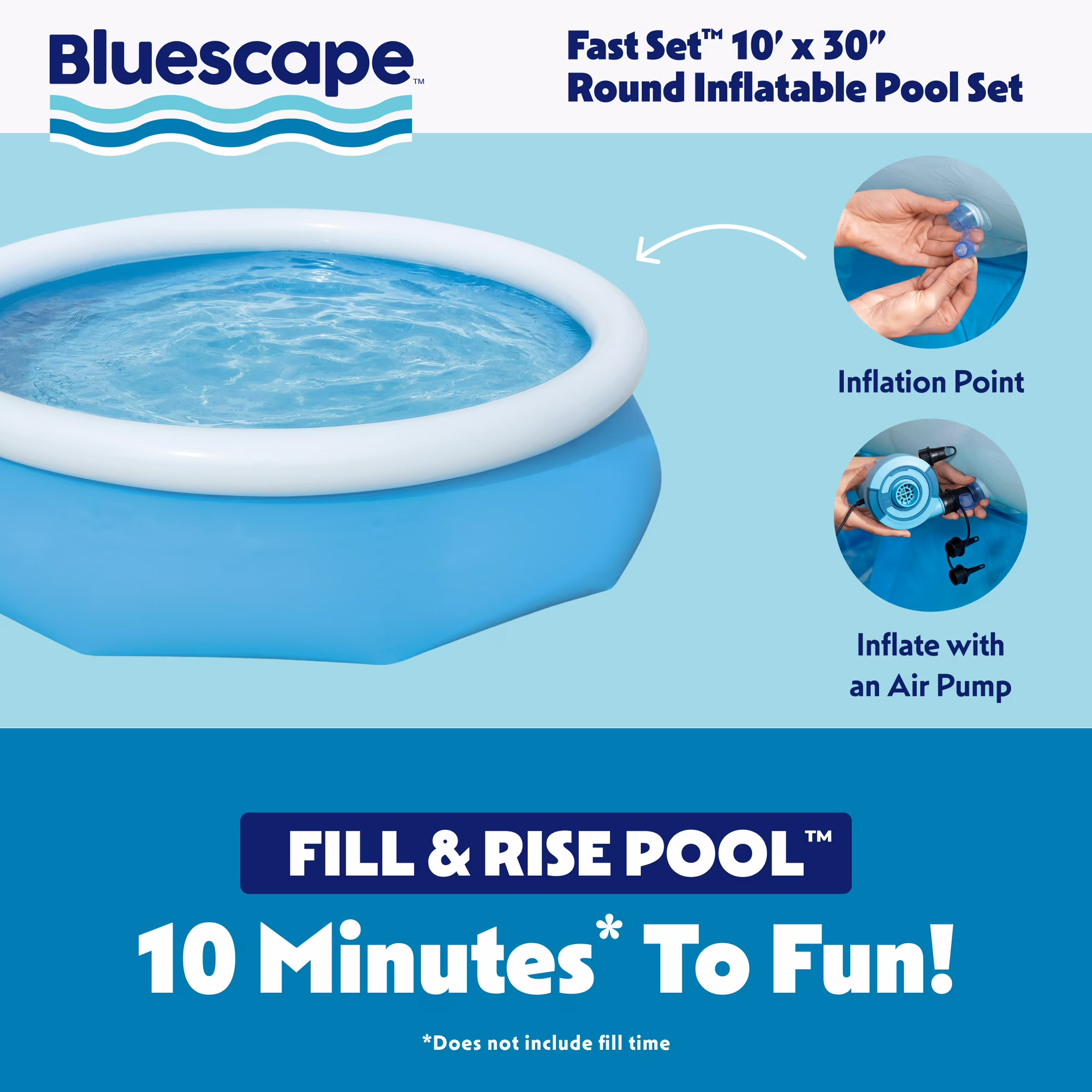 Alberca redonda inflable de bordes suaves, 10 pies con bomba de filtro -Bluescape - Imagen 2