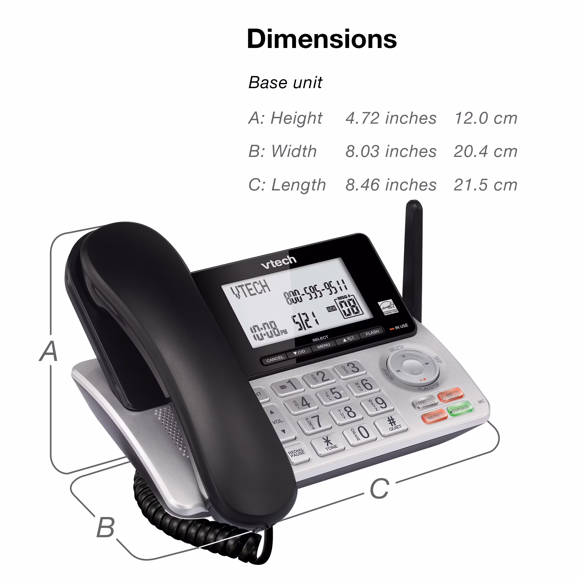 Teléfono fijo con sistema de contesta con cable/inalámbrico de alcance extendido -VTech - Imagen 2