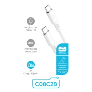 Alternative view of Cable de cargador de USB-C a USB-C de 1 metro -AEK