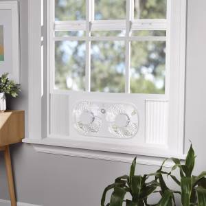 Alternative view of Ventilador de ventana doble, reversible de 9'' con 3 velocidades, color blanco -Mainstays