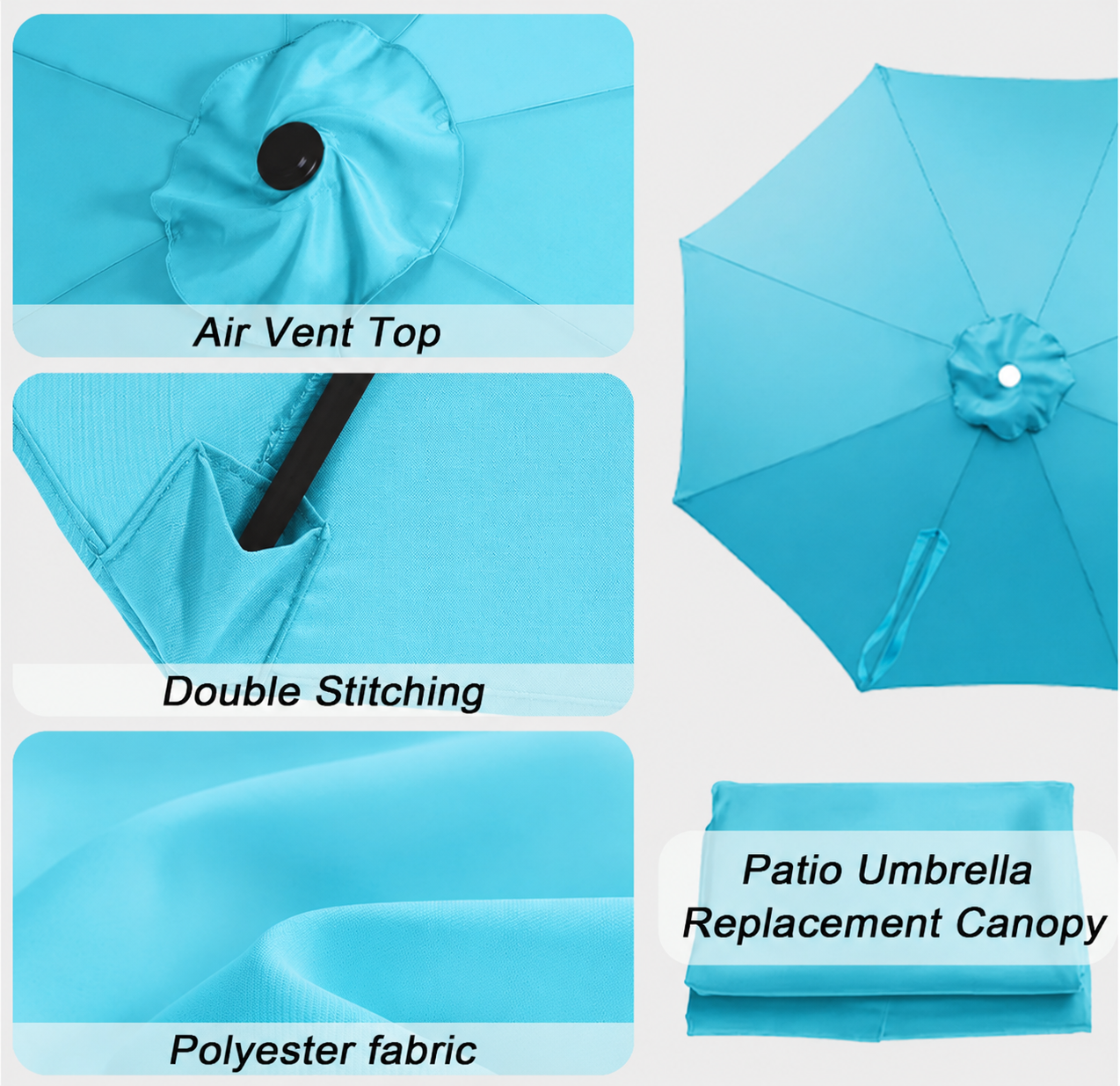 Sombrilla para exteriores de 2 metros con 8 varillas, protección UV 50+, resistente al agua -Genéric - Imagen 3