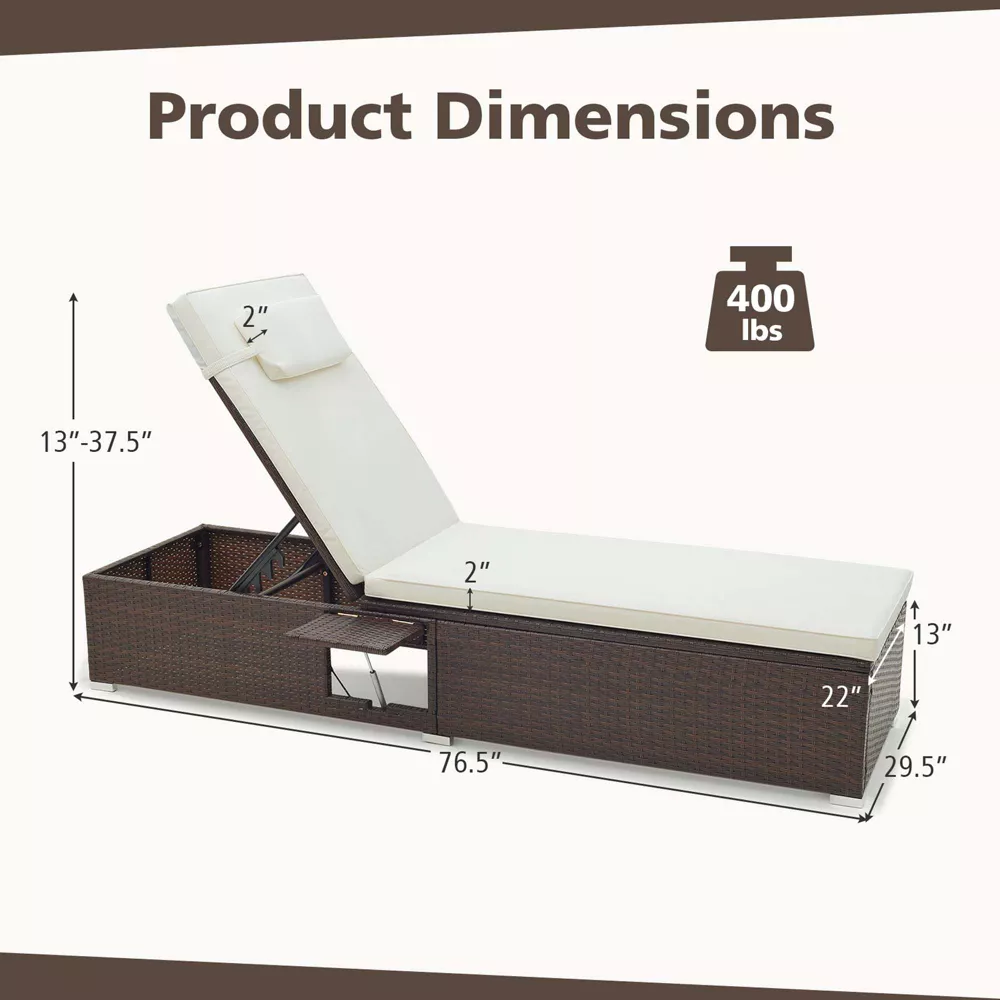Par de camastros con respaldo ajustable, cojín y reposacabezas -Costway - Imagen 6