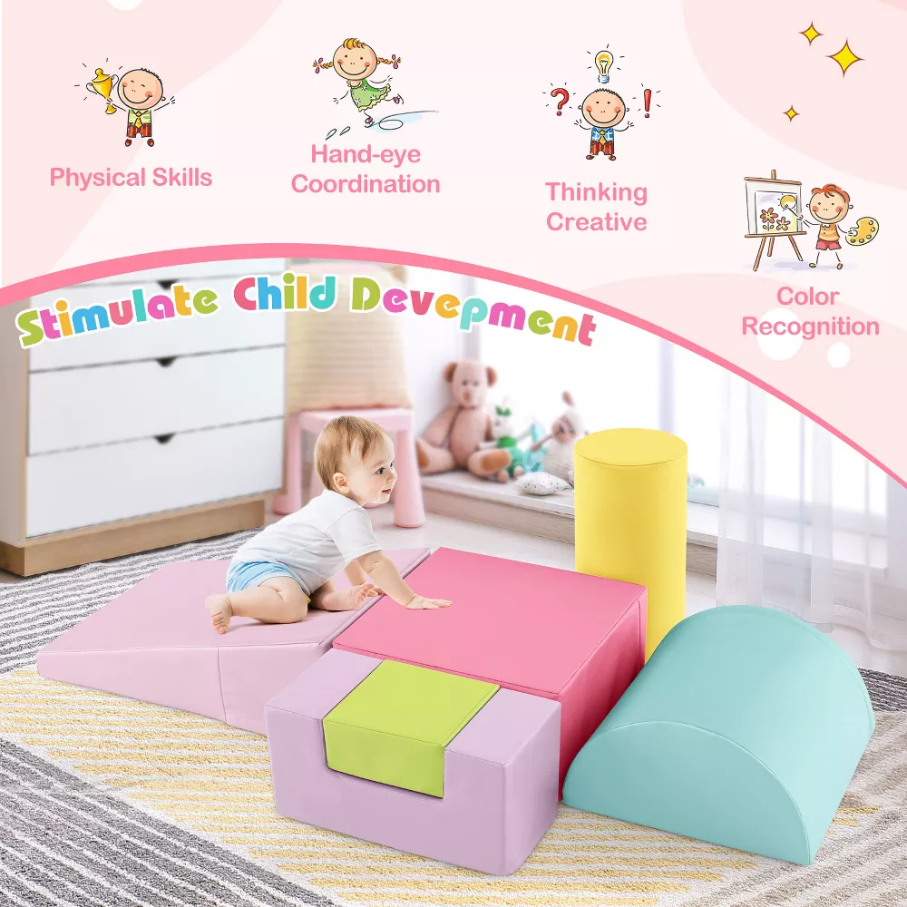 Set de 6 bloques de espuma suave para trepar y gatear multicolor -Costway - Imagen 6