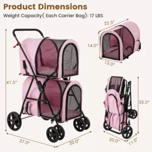 Alternative view of Carriola doble para mascotas 4 en 1 con transportín desmontable  -Costway