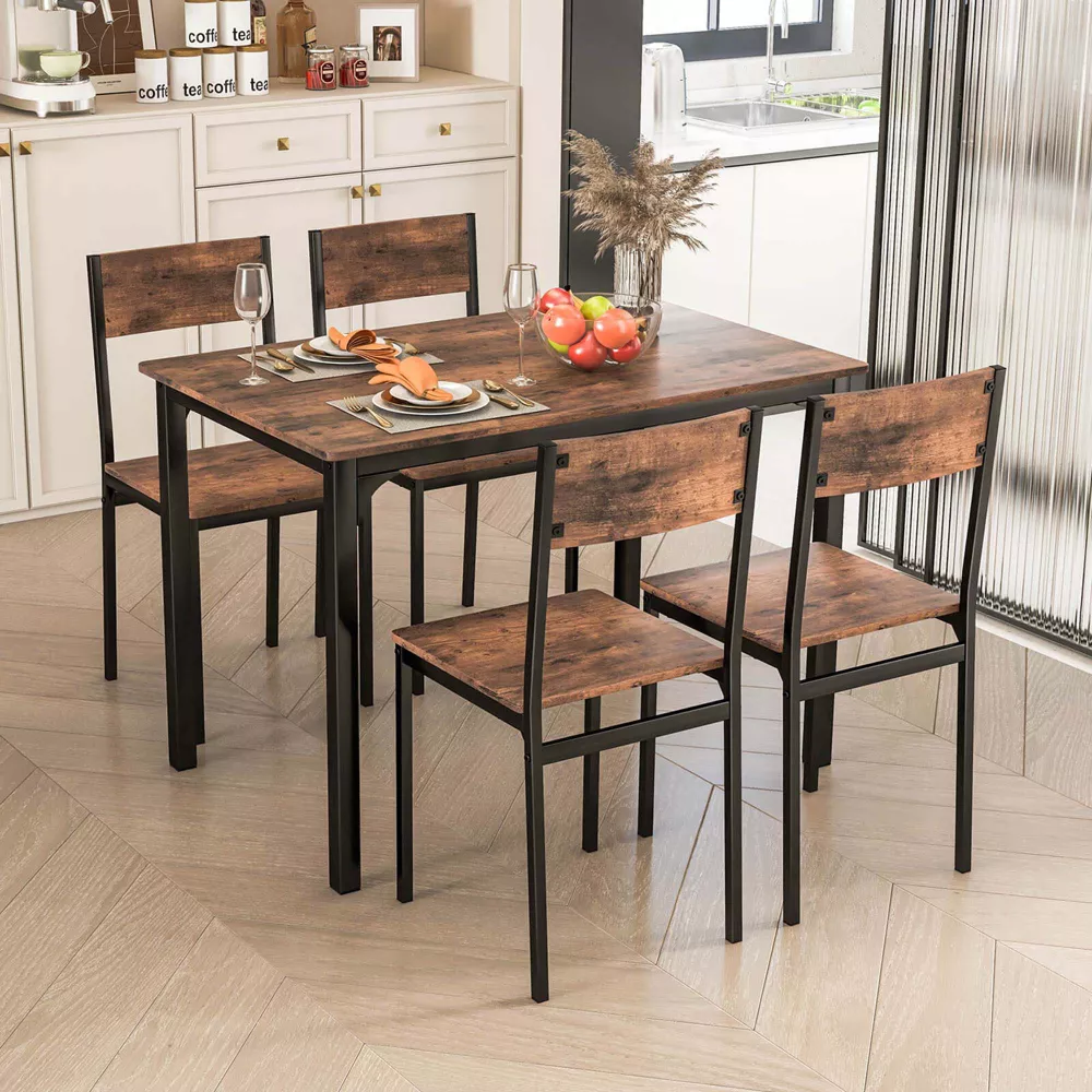 Juego de comedor de 5 piezas, estilo industrial -Costway - Imagen 7