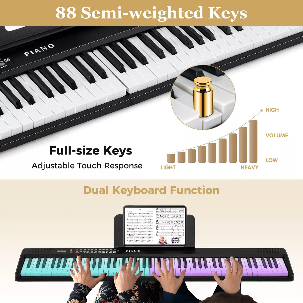 Teclado de piano plegable de 88 teclas -Costway - Imagen 3