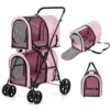 Carriola doble para mascotas 4 en 1 con transportín desmontable  -Costway