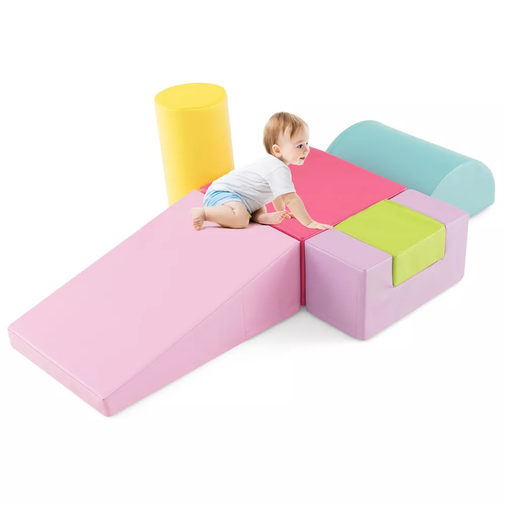 Set de 6 bloques de espuma suave para trepar y gatear multicolor -Costway