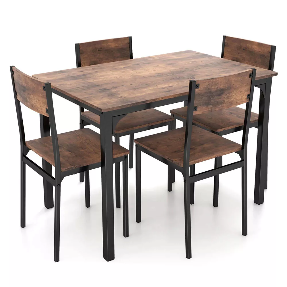 Juego de comedor de 5 piezas, estilo industrial -Costway - Imagen 3