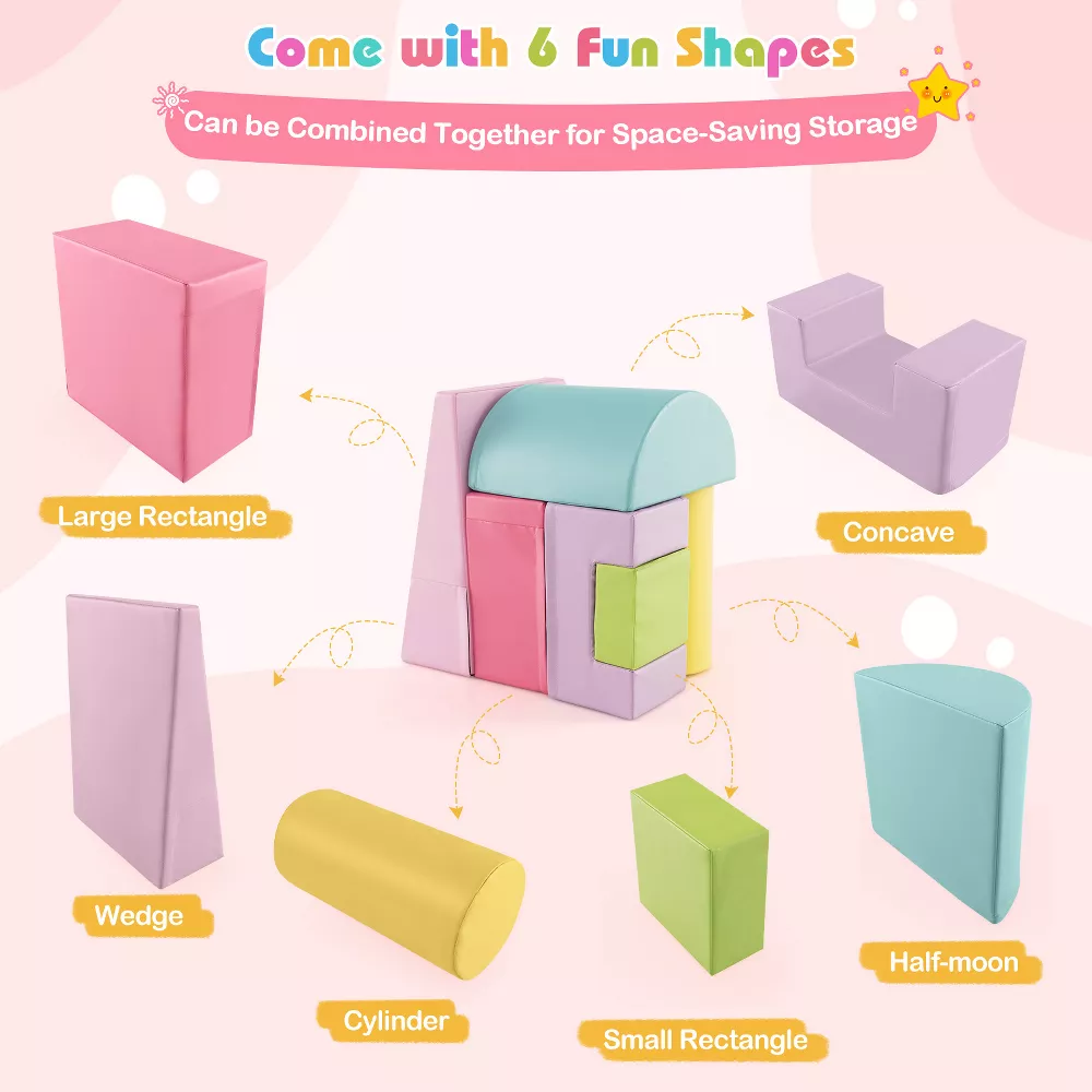 Set de 6 bloques de espuma suave para trepar y gatear multicolor -Costway - Imagen 2