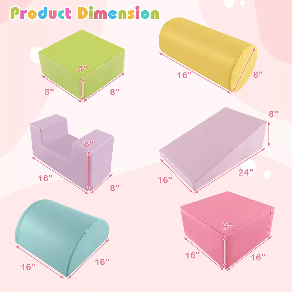Set de 6 bloques de espuma suave para trepar y gatear multicolor -Costway - Imagen 8