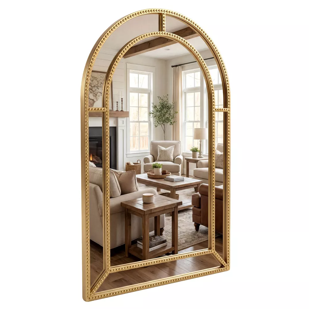 Espejo de pared arqueado con marco dorado de 36" x 24" -Costway - Imagen 2