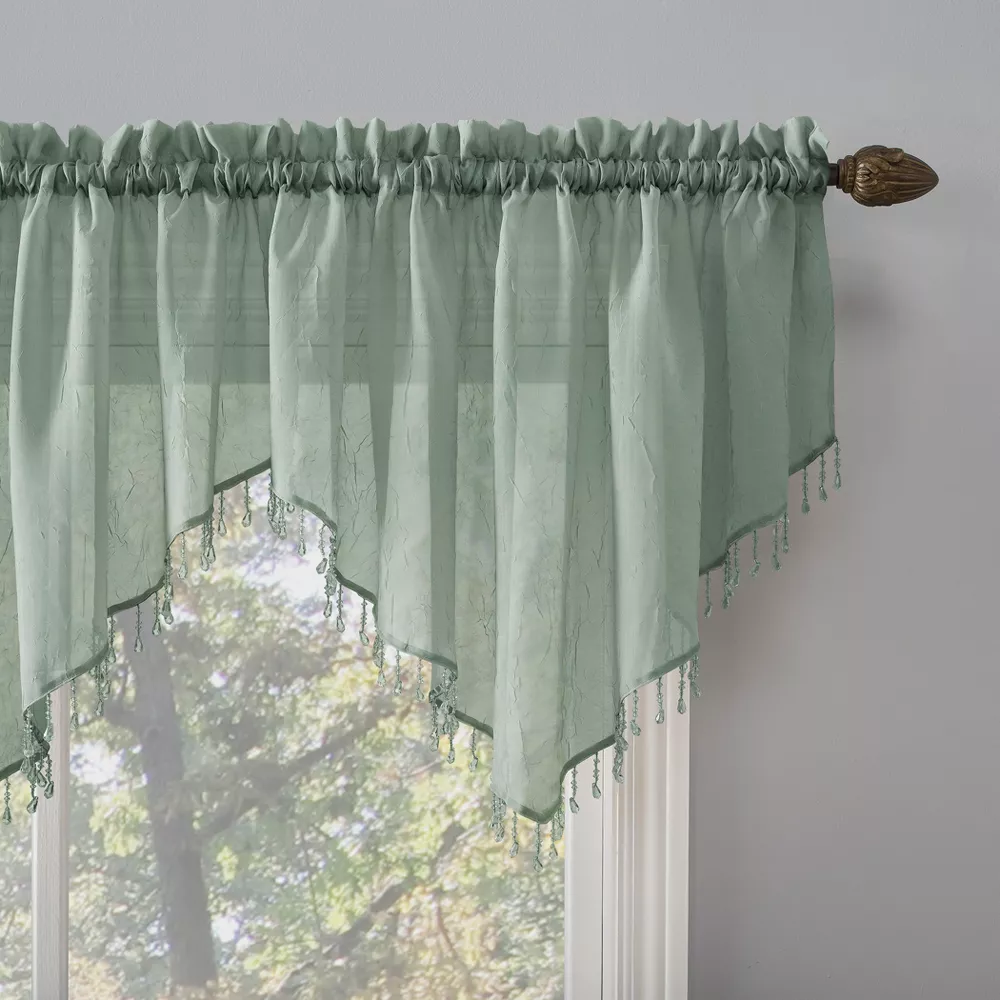 Cortina de 130cm x 61cm de voile arrugado y borlas con cuentas color mineral -No. 918 - Imagen 3