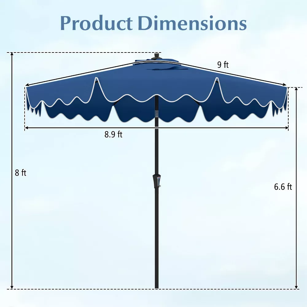 Sombrilla de 9 pies con dos niveles y toldo protector solar, color azul marino -Costway - Imagen 8