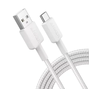Cable trenzado USB-A a USB-C de 1,8 m color blanco -Anker