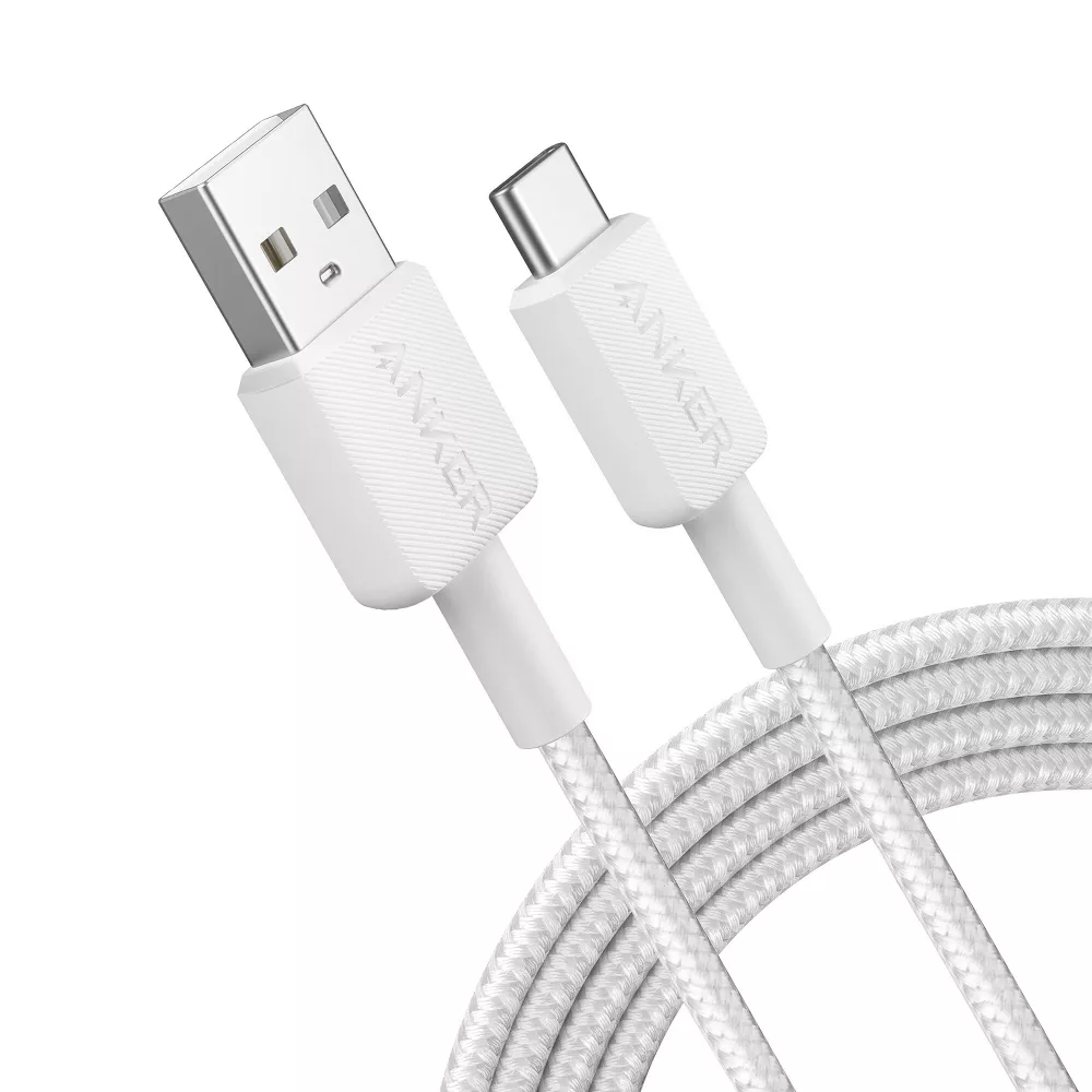 Cable trenzado USB-A a USB-C de 1,8 m color blanco -Anker