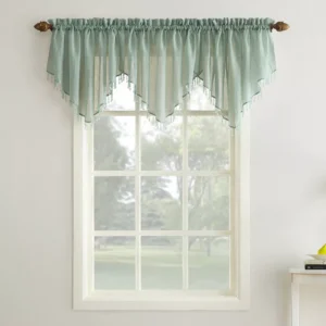 Cortina de 130cm x 61cm de voile arrugado y borlas con cuentas color mineral -No. 918
