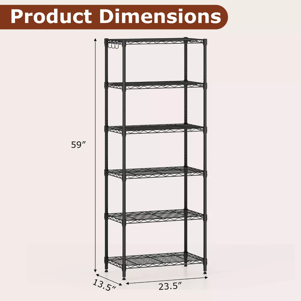 Estantería metálica de 6 niveles, capacidad de 408 kg -Costway - Imagen 5