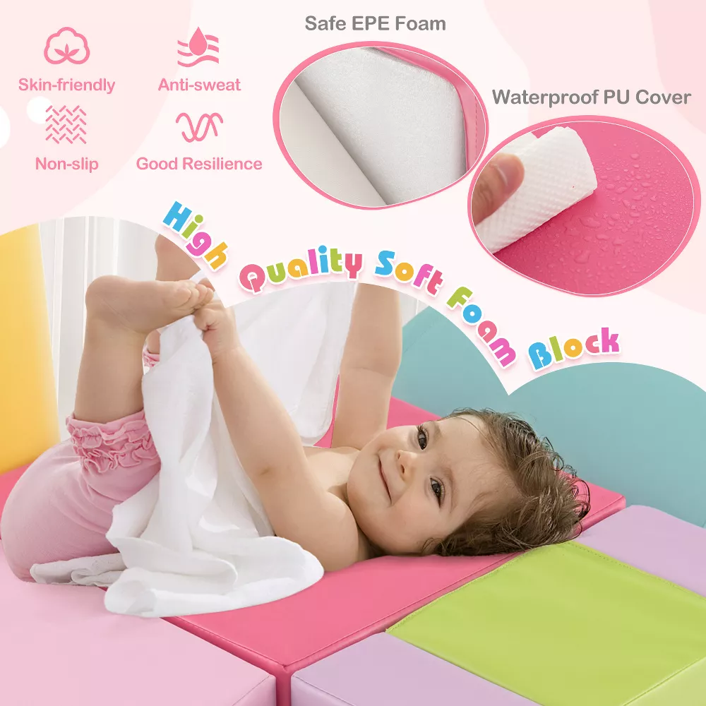 Set de 6 bloques de espuma suave para trepar y gatear multicolor -Costway - Imagen 5