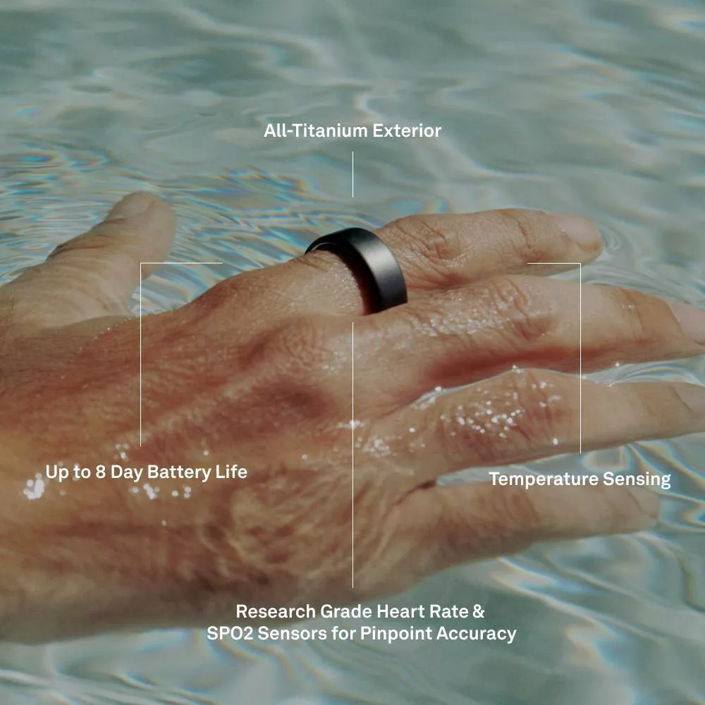 Anillo con tecnología Smart Sensing de titanio diseño en plata de medida 11 -Oura 4 - Imagen 2