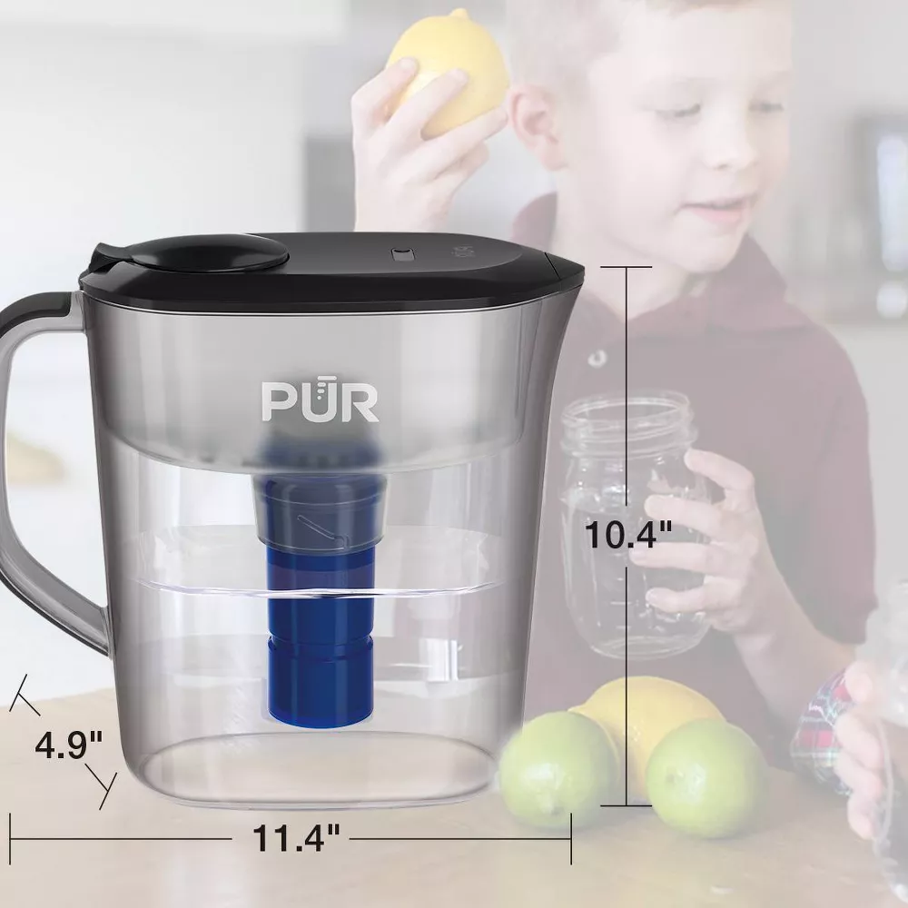 Jarra de agua con sistema de filtración de 11 tazas, color humo -PUR Filtration - Imagen 4