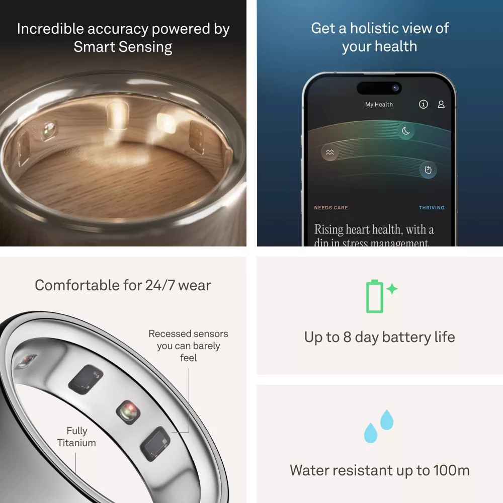 Anillo con tecnología Smart Sensing de titanio diseño en plata de medida 11 -Oura 4 - Imagen 5